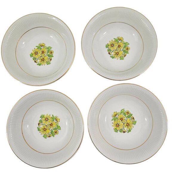 Staffordshire England Summertime Coupe Cereal Salad Soup Bowls – Set of 4 - Picture 1 of 16